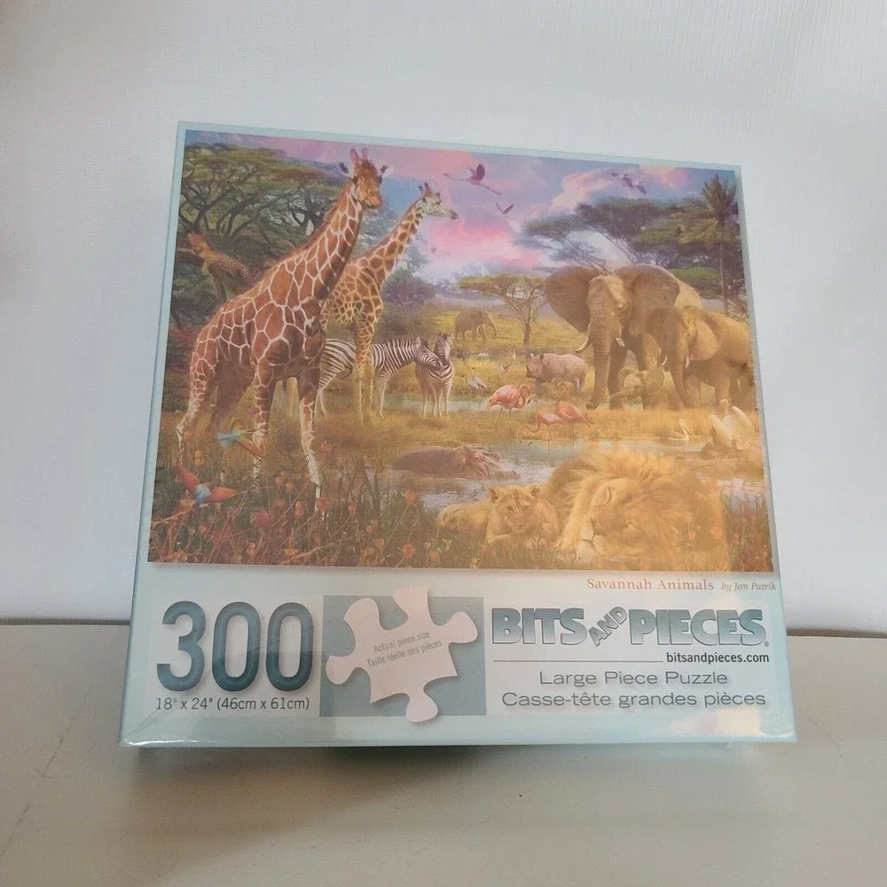 Bits and Pieces 300 Large Piece Jigsaw Puzzle Savannah Animals Sealed